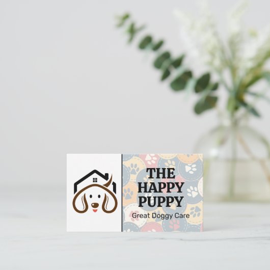 Schattige Gelukkige Puppy | Hondenpoten | Dierenve Afsprakenkaartje (Staand voorkant)