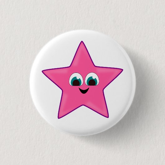 Schattige Gelukkige Roze Ster Ronde Button 3,2 Cm (Voorkant)