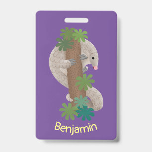 Schattige gelukkige schubdier miereneter illustrat badge