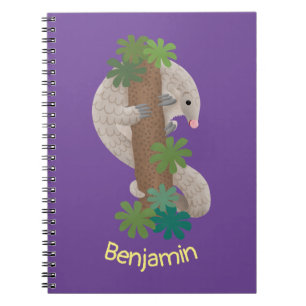 Schattige gelukkige schubdier miereneter illustrat notitieboek