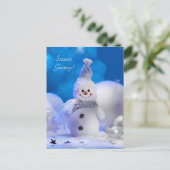 schattige gelukkige sneeuwman feestdagenkaart (Staand voorkant)
