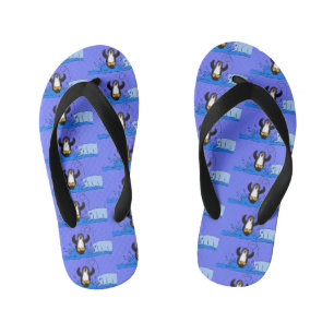 Schattige gelukkige springende pinguïn cartoonillu kinder teenslippers
