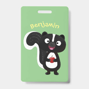 Schattige gelukkige stinkdier cartoonillustratie badge