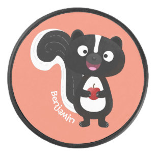 Schattige gelukkige stinkdier cartoonillustratie hockey puck