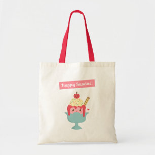 Schattige Gelukkige Sundae Ijs Pun Tote Bag