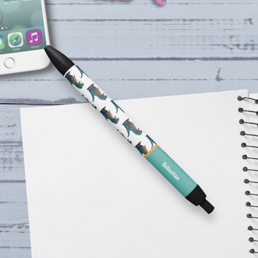 Schattige Gelukkige T-Rex Tyrannosaurus Rex Dinosa Zwarte Inkt Pen