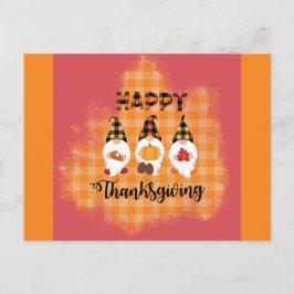 Schattige gelukkige Thanksgiving-kabouters Briefkaart
