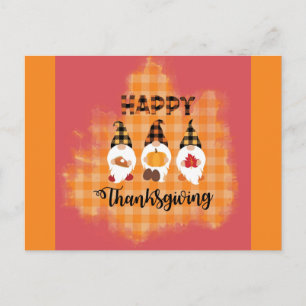 Schattige gelukkige Thanksgiving-kabouters Briefkaart