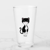 Schattige gelukkige tuxedo kat glas (Voorkant)