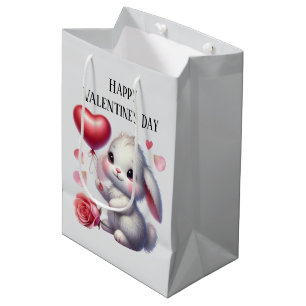 Schattige gelukkige Valentijnsdag konijn  Medium Cadeauzakje