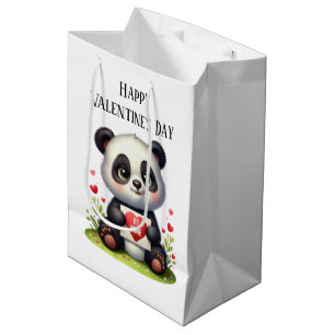 Schattige gelukkige Valentijnsdag Panda beer Medium Cadeauzakje
