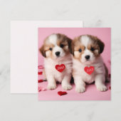 Schattige gelukkige Valentijnsdag Puppies Feestdagenkaart (Voorkant / Achterkant)