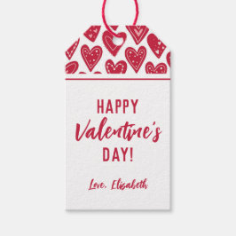 Schattige gelukkige Valentijnsdag rode harten Cadeaulabel
