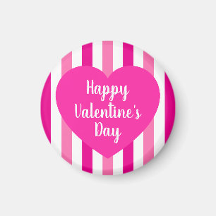 Schattige Gelukkige Valentijnsdag Roze Gestreepte Magneet
