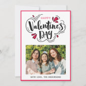 Schattige Gelukkige Valentijnsdag Script Foto Feestdagenkaart (Voorkant)