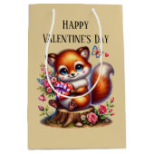 Schattige gelukkige Valentijnsdag vos Medium Cadeauzakje (Voorkant)