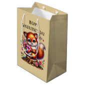 Schattige gelukkige Valentijnsdag vos Medium Cadeauzakje (Achterkant Gekanteld)