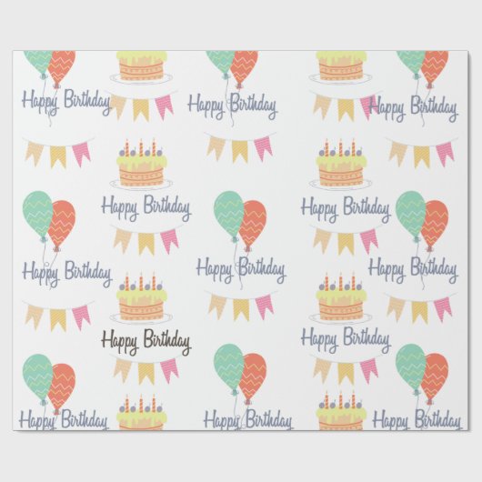 Schattige  gelukkige verjaardag cadeaupapier (Vlak)