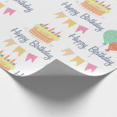 Schattige  gelukkige verjaardag cadeaupapier (Hoek)