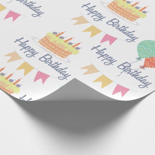 Schattige  gelukkige verjaardag cadeaupapier (Hoek)