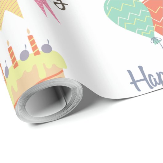 Schattige  gelukkige verjaardag cadeaupapier (Rol Hoek)