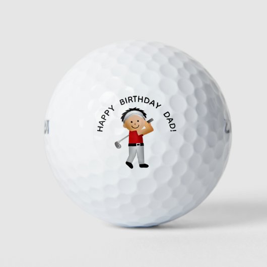 Schattige Gelukkige Verjaardag Golfer Vader Golfballen (Voorkant)