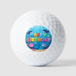 Schattige gelukkige verjaardag zee dolfijn golfballen