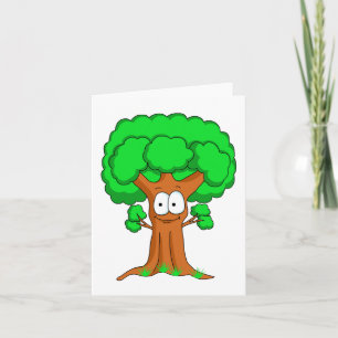 Schattige Gelukkige Whimsicalische Groene Boom Kaart
