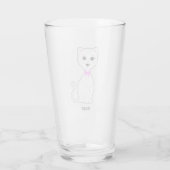 Schattige Gelukkige Witte Kat Cartoon Glas (Achterkant)