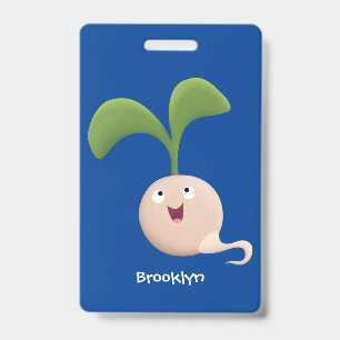 Schattige gelukkige zaadkiem cartoon illustratie badge