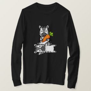 Schattige Gelukkige Zebra met Wortel Cartoon Pret T-shirt