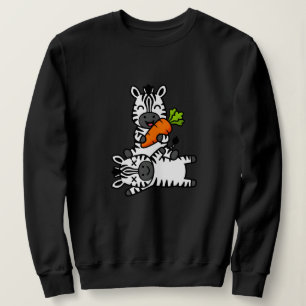 Schattige Gelukkige Zebra met Wortel Cartoon Pret  Trui