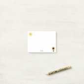 Schattige Gelukkige Zon en Zonnebloem Post-it® Notes (Op bureau)