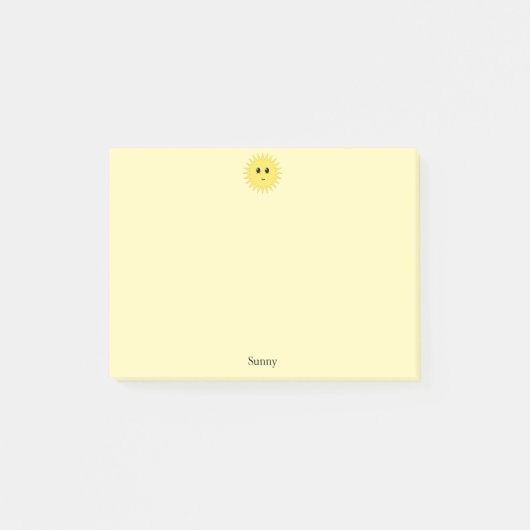 Schattige Gelukkige Zon op Gele Achtergrond Post-it® Notes (Voorkant)