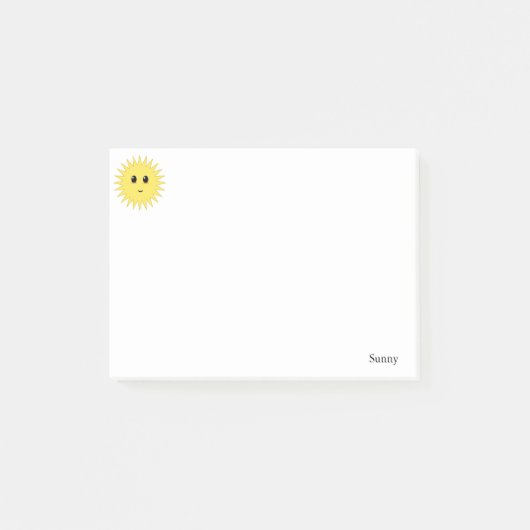 Schattige gelukkige zon op witte achtergrond post-it® notes (Voorkant)