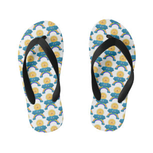 Schattige gelukkige zon wolk regenboog cartoon kinder teenslippers
