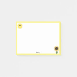 Schattige Gelukkige Zon, Zonnebloem & Gele Lijst Post-it® Notes