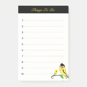 Schattige gelukkige zwarte & gele vogeldingetjes o post-it® notes