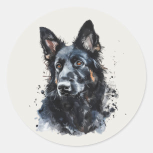 Schattige Gelukkige Zwarte Herdershond Huisdier Di Ronde Sticker
