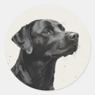 Schattige Gelukkige Zwarte Labrador Hond Huisdier  Ronde Sticker