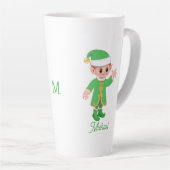 Schattige geluks-elf met script en monogram latte mok (Rechterhoek)