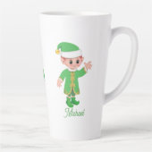 Schattige geluks-elf met script en monogram latte mok (Rechts)