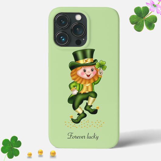 Schattige geluks-groene kabouter op licht limoengr Case-Mate iPhone case