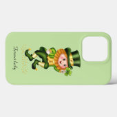 Schattige geluks-groene kabouter op licht limoengr Case-Mate iPhone case (Achterkant (horizontaal))