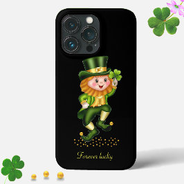 Schattige geluks-groene kabouter op zwart Case-Mate iPhone case