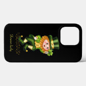 Schattige geluks groene kabouter op zwart Case-Mate iPhone case (Achterkant (horizontaal))