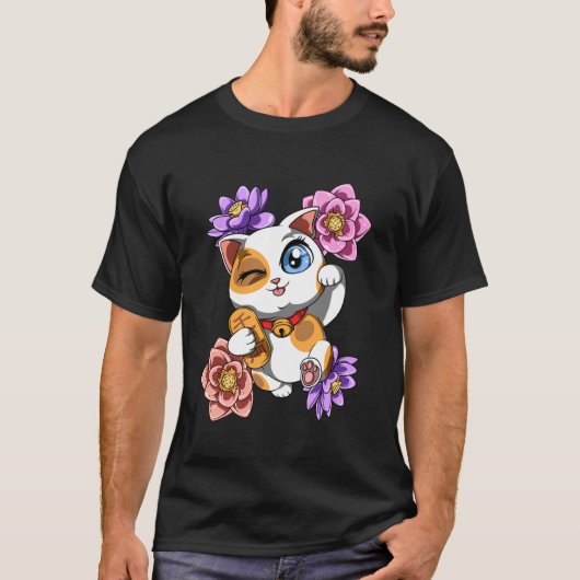 Schattige Geluks Kat T-shirt (Voorkant)