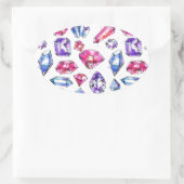 Schattige Gem Pattern Ovale Sticker (Tas)