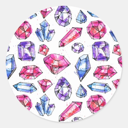 Schattige Gem Pattern Ronde Sticker (Voorkant)