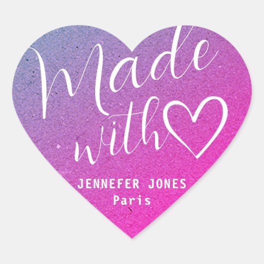 Schattige Gemaakt met Liefde Hart Kalligrafie Roze Hart Sticker (Voorkant)
